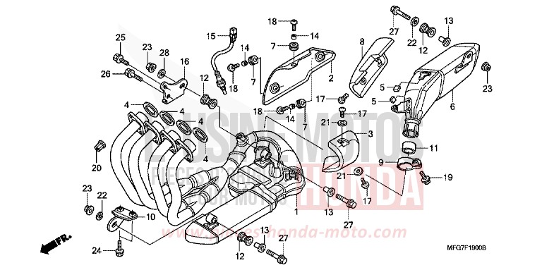 EXHAUST MUFFLER for CB600F Hornet PEARL COOL WHITE (NHA16) from 2008
